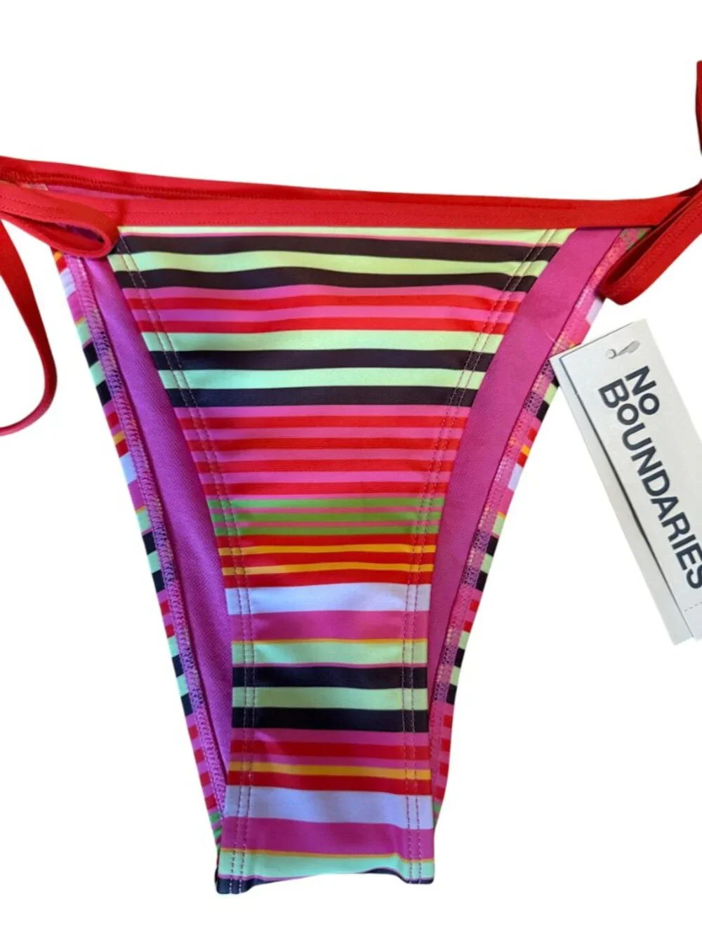 No Boundaries Multicolor Striped Bandeau Bikini Set – Size S (4‑6) NWT
